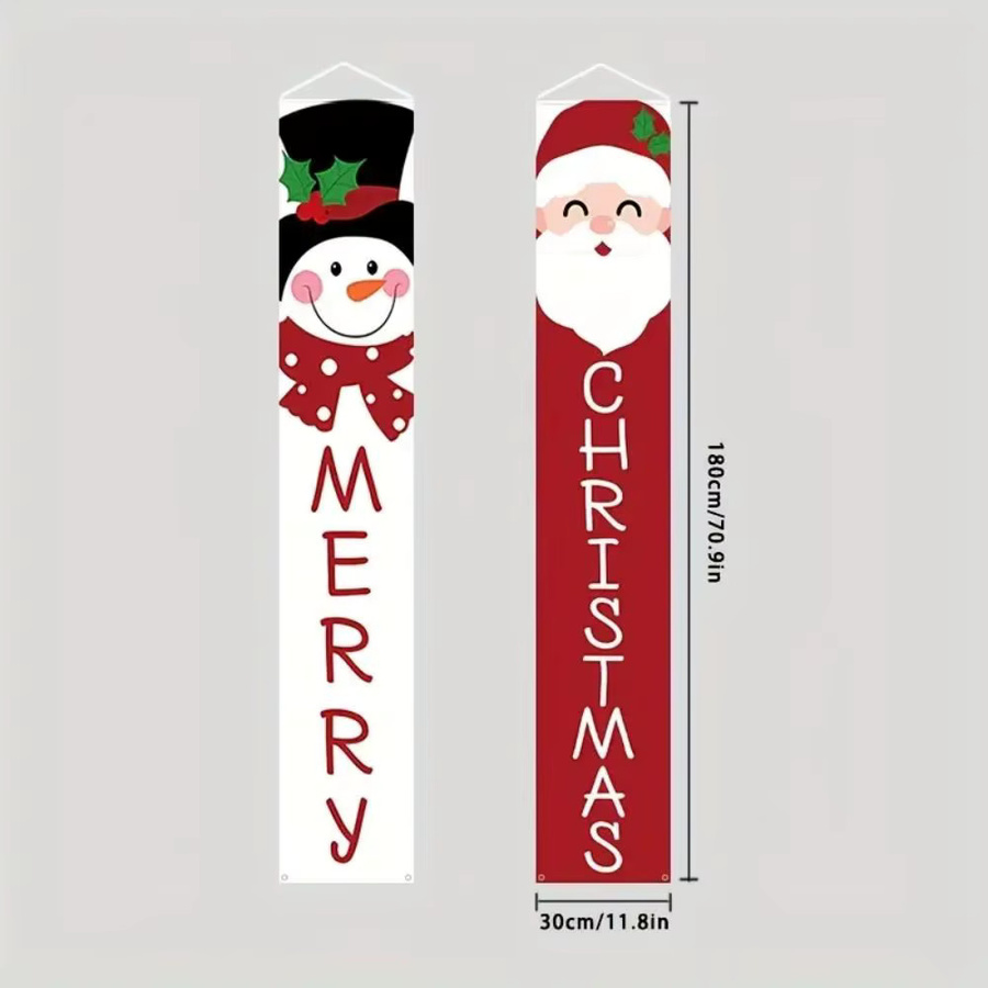 VIKAMA Weihnachts-Winterbanner mit Schneemann als Willkommensflagge für Innen- und Außenbereiche, Mehrfarbig, B/H: 30 x 180 cm - Bild 2