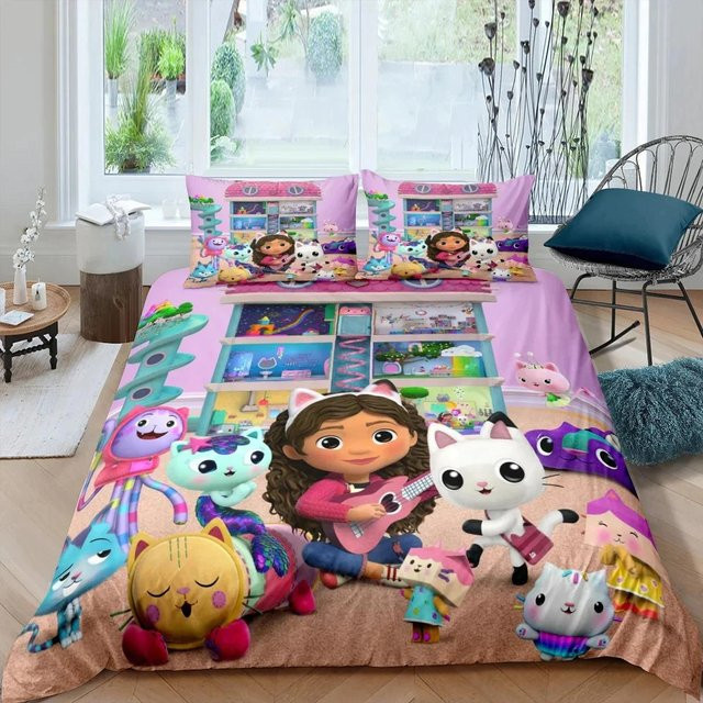 JMG Household Supplies Bettwäscheset mit 3-teiligem Design aus Mikrofaser, Motiv Gabbys Puppenhaus, Mehrfarbig, B/H: 140 x 200 cm - Bild 1