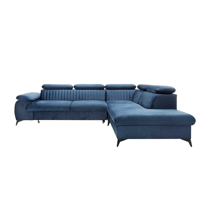 Schlafsofa Samara von Pascal Morabito in Marineblau mit L-Form und Samtbezug, Breite: 275 cm - Bild 2