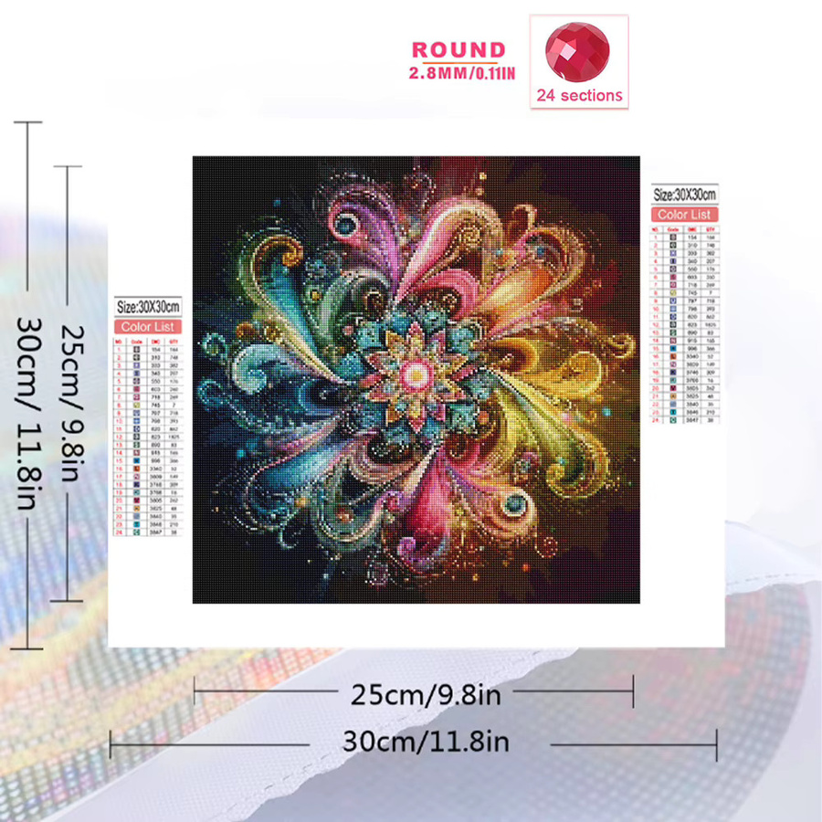 Momoart Diamantmalerei Mandala-Blume Abstrakt DIY Wandkunst Multicolour B/H: 20 x 20 cm - Bild 2