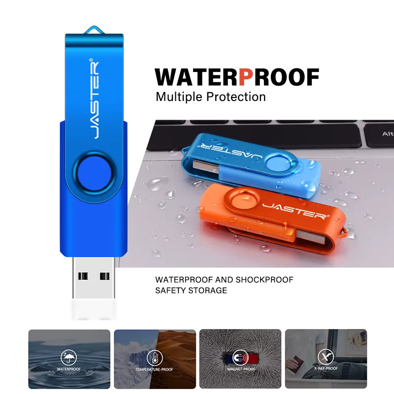 JASTER USB 3.0 Flash-Laufwerk 64GB Drehbarer USB-Stick als Schlüsselanhänger in Schwarz, Blau, Rot und Lila - Bild 4