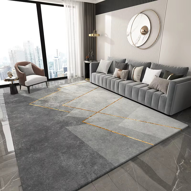 VIKAMA Teppich in Grau, minimalistisches Design, wasserdicht und schmutzabweisend, ideal für Wohnzimmer und Schlafzimmer - Bild 3