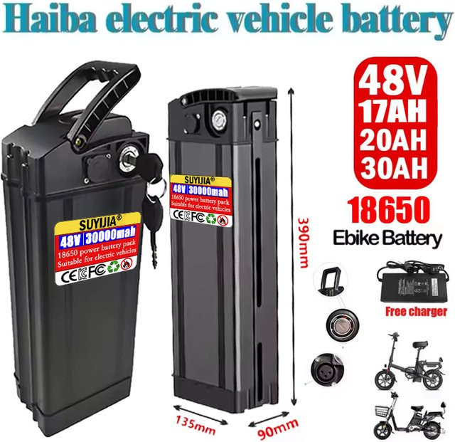 SUYIJIA Silverfish E-Bike Batterie 48V 30Ah Schwarz mit 18650-Zellen für 500-2000W Motoren - Bild 1