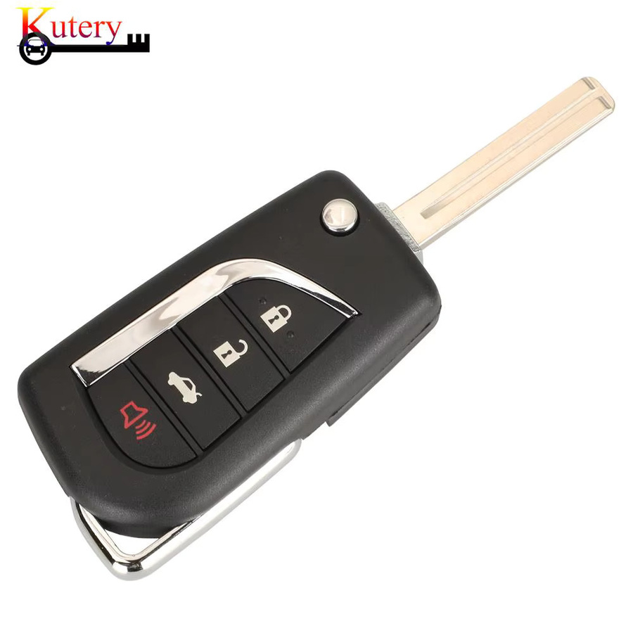 Jingyuqin Smart Autoschlüssel mit Fernbedienung für Toyota Camry Corolla RAV4, faltbar, 315MHz, ID-H (8a) Chip, 4 Tasten, Schwarz - Bild 4