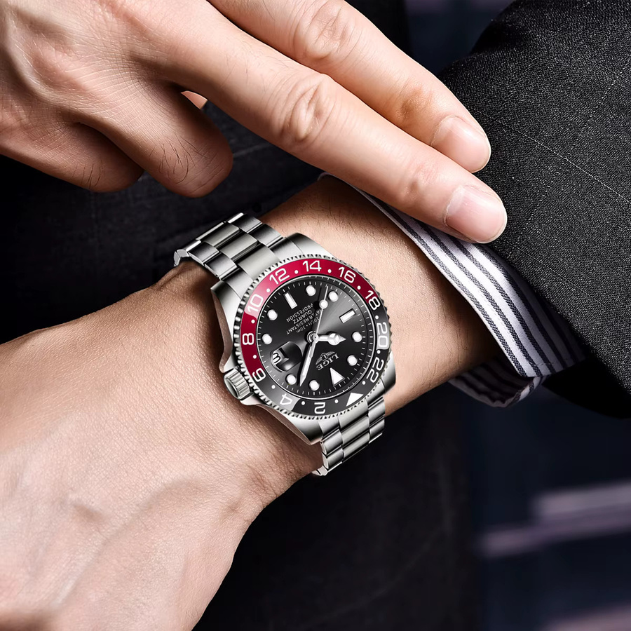 LIGE Armbanduhr Quarz, Edelstahl, Schwarz, Unisex - Bild 6