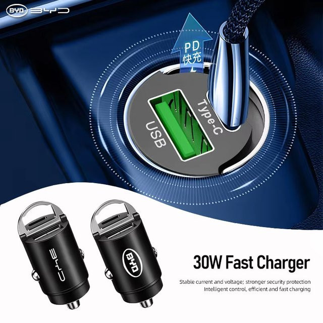 BYD Mini USB Typ-C Schnellladegerät Adapter in Schwarz für Atto 3, Yuan Plus, Han, Tang, F3, E6, Song, F0 und Qin Pro - Bild 1
