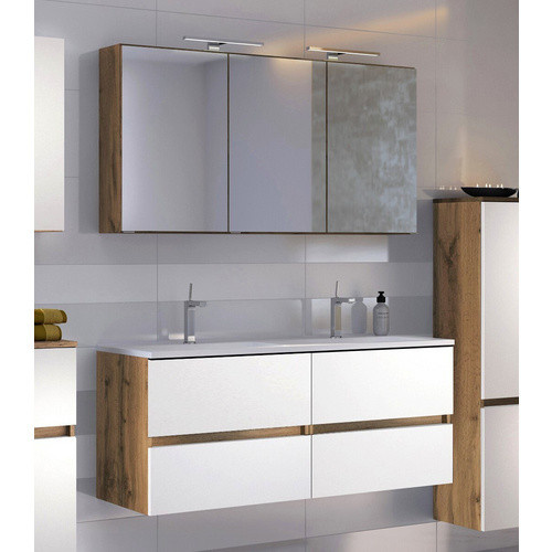 HELD MÖBEL Doppel-Waschtisch-Set LUCCA in Weiss, 7-teilig, modern und wandmontiert, B: 120,0 cm, H: 66,0 cm, T: 46,5 cm - Bild 2
