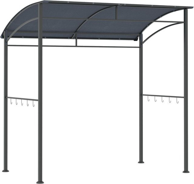 Outsunny Grillpavillon Grau mit Gebogendach aus Polyester und Stahl, B/T/H: 150 x 220 x 215 cm - Bild 1