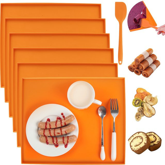 Willstar Silikon Backmatte Set, Orange, Wasserdicht und Antihaftbeschichtet für Backbleche und Dehydratoren - Bild 1