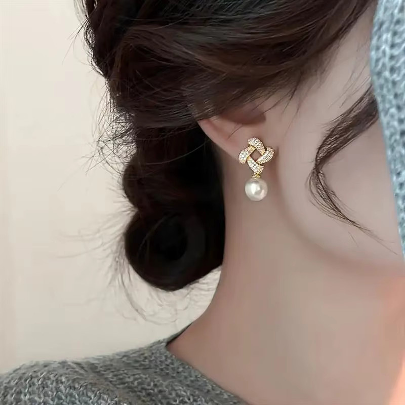 Huitan Tropfenohrringe, Zirkonia, Perle, Gold, Damen - Bild 2