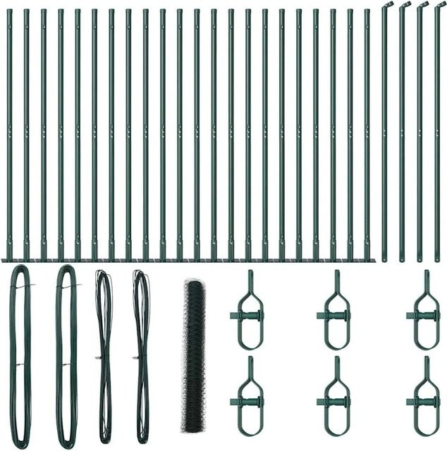vidaXL Zaunpfosten aus Stahl und PVC in Grün, Höhe: 120 cm, Breite: 50 cm, Maschenweite: 36 mm - Bild 1