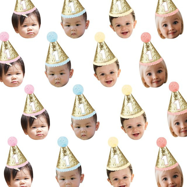 Individuelle Foto Aufkleber mit Glitzer Geburtstag Hut Design für deine Geburtstagsfeier, runde Klebeetiketten für Geschenke und Kindergeburtstage - Bild 1