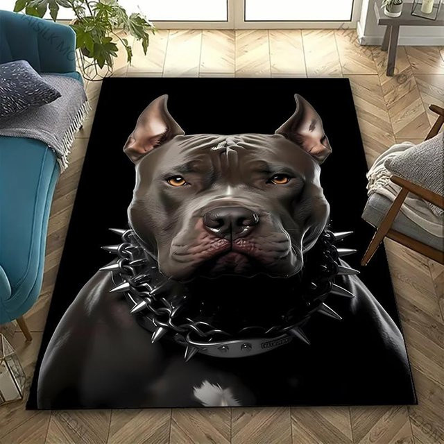 3D HD American Bully und Pitbull Teppich, schwarz, B/T: 60 x 40 cm - Bild 1