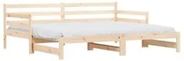 vidaXL Tagesbett aus Massivholz Kiefer in Braun, ausziehbar mit Schublade, B/T/H: 90 x 200 cm - Bild 1