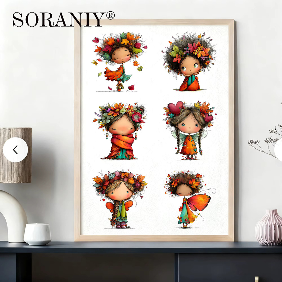 24-teiliges Set UV DTF Transferpapier-Aufkleber mit Herbst-Mädchen-Motiven in Multicolour für 16oz DIY-Projekte - Bild 5