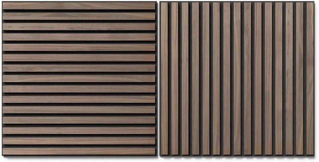 Denpanels Akustikpaneel Wandverkleidung Walnuss aus MDF mit Akustikfilz Schwarz Breite: 60 cm, 2 Stück - Bild 1