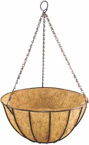 Siena Garden Classic Hängeampel aus Stahl mit Kokoseinlage in Schwarz und Natur, Durchmesser: 35 cm - Bild 1