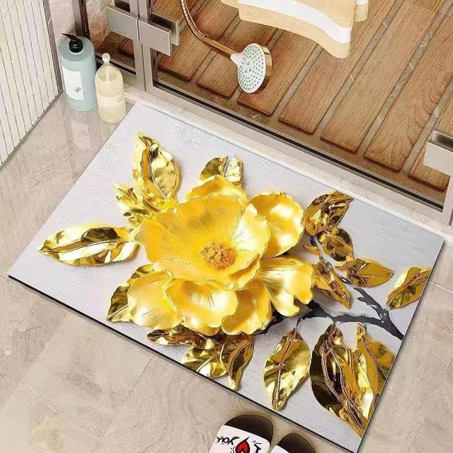 Yiran Furniture Kieselgurmatte im Ölgemälde-Stil mit 3D-Optik, schnelltrocknend und rutschfest, Mehrfarbig, B: 80 cm, T: 50 cm - Bild 1
