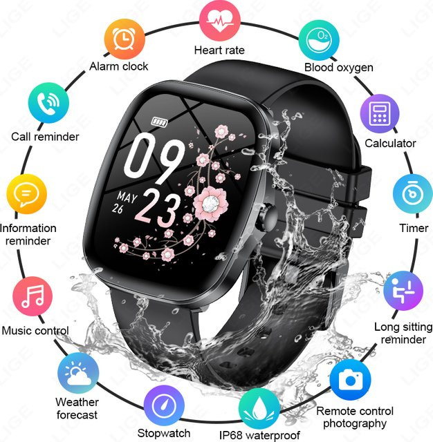 LIGE Smartwatch, Silikon, Schwarz, Unisex - Bild 1