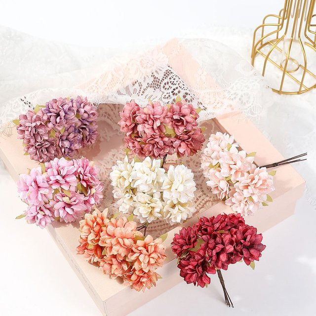 Künstliche Nelken Mini Bouquet aus Seide in Pink und Multicolour für Hochzeiten, Kränze und Tischdekoration - Bild 1