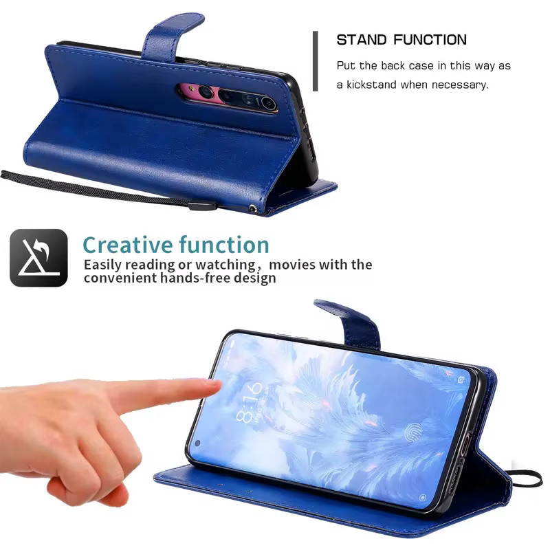 Leder-Wallet-Case für Google Pixel 3A, 4A, 5A, 5G mit Kartenfächern und Standfunktion in Rot oder Blau - Bild 6