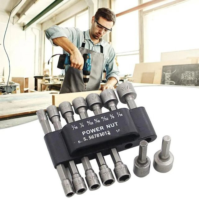 LIXIU Power Nuts Treiber Bohrer Set mit 1/4 Sechskantschaft aus CRV in Grau und Silber - Bild 1