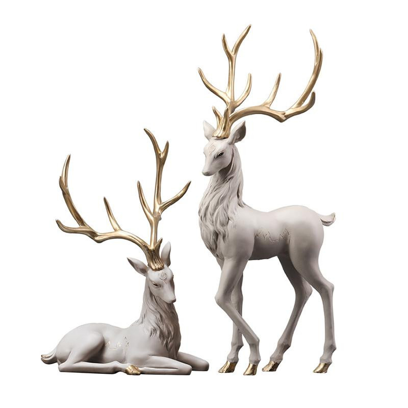Yiran Furniture Hirschstatue aus Harz als luxuriöse Elchskulptur für deine Wohnzimmerdekoration, Höhe: 35 cm - Bild 2