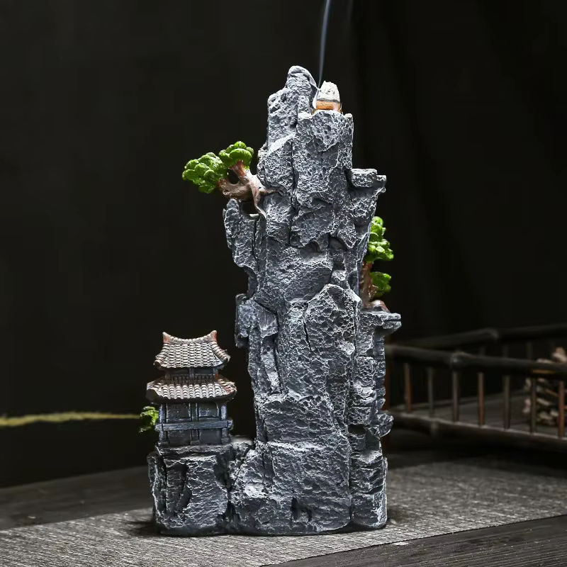 MINIDEAL Wasserfall Rückfluss Weihrauch Brenner Zen Dekoration in Grau aus Kunstharz - Bild 5