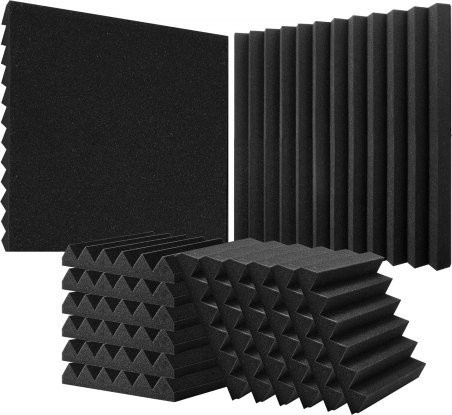 VEVOR Akustik-Schaumstoffpaneele, 36er Pack, Schwarz, Hochdichte Schallschutz-Wandpaneele zur Schalldämmung für Studio Wand und Decke, B/B/H: 30,48 x 30,48 x 5,08 cm - Bild 1