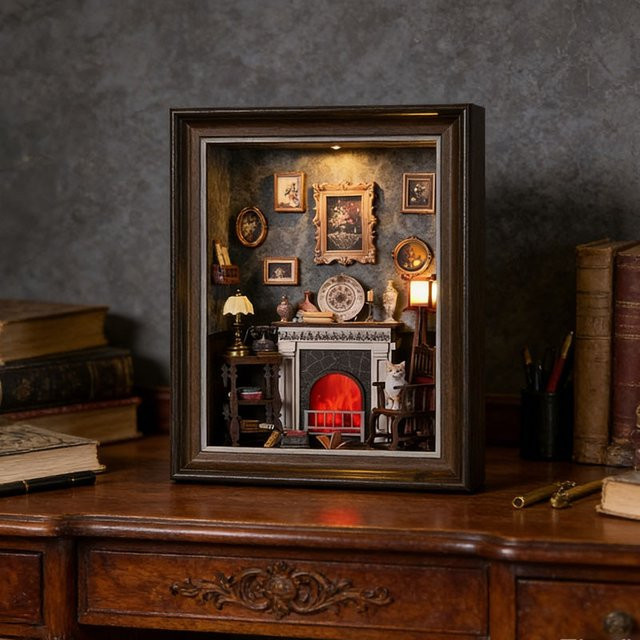 zuuton Bücherregal-Modellbausatz Kamin, 3D Holzpuzzle, Holz - Bild 1