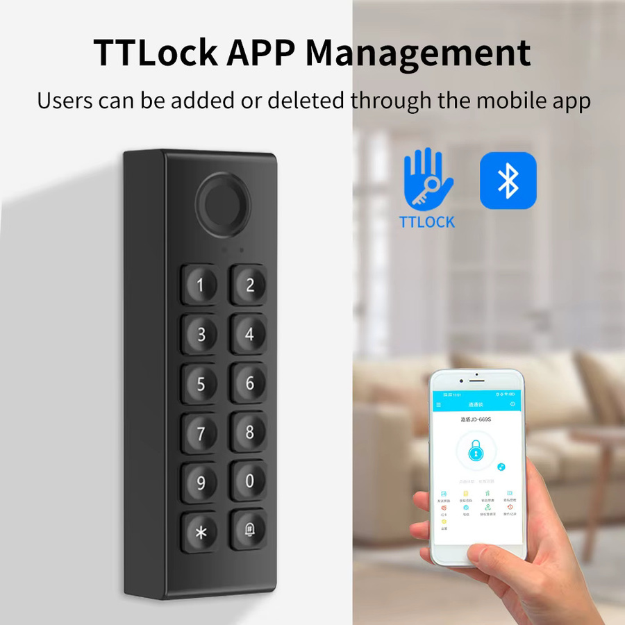 LUCKING DOOR Drahtlose Bluetooth-Tastatur für TTLOCK TTHOTEL Fingerabdruckschloss WK3 mit Passwort-Pin-Code-Zugangskontrollsystem - Bild 2