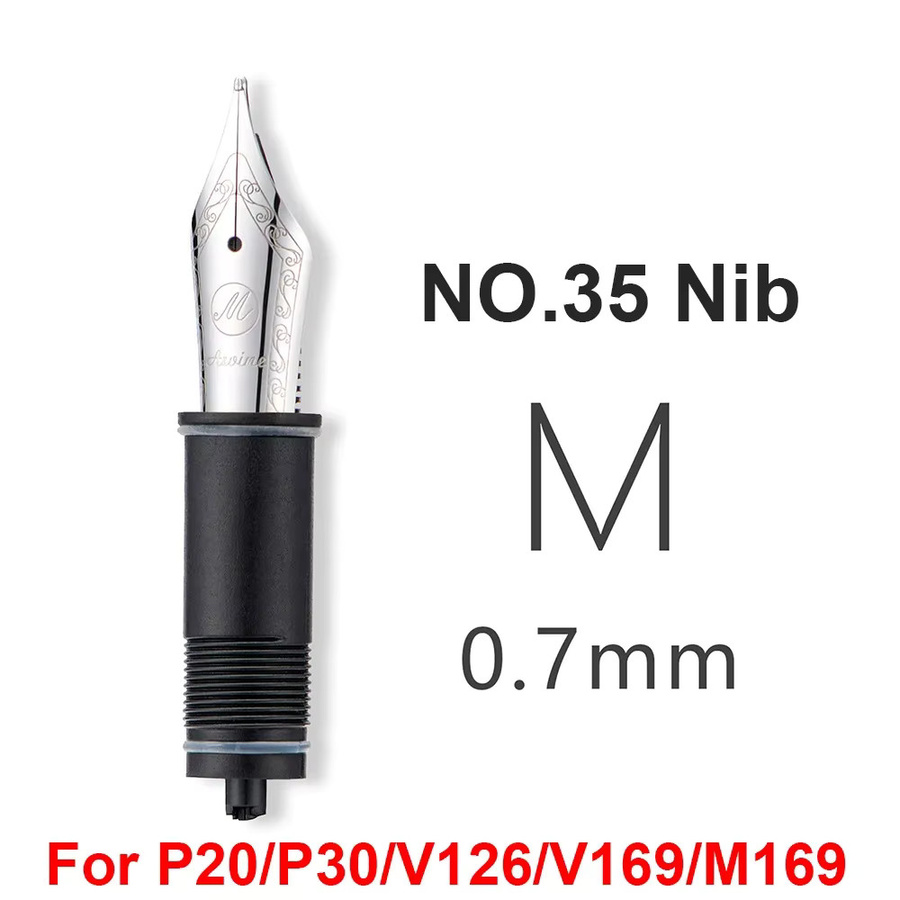 Asvine Ersatzfedern für Füllfederhalter in Silber, erhältlich in den Stärken EF, F oder M, passend für Modelle P36, P50, P80, V200, P20, P30, V126, V169 und M169 - Bild 2