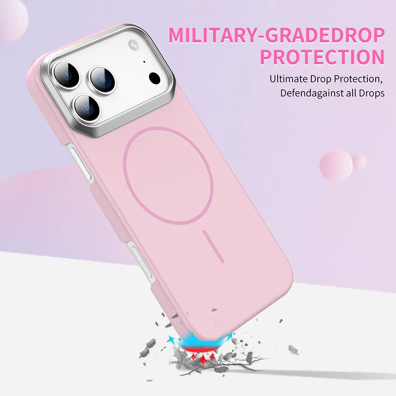 RUWANHU Stoßfeste Handyhülle für iPhone 17 Pro Max und 17 Air mit Magneten für kabelloses Laden, mattiertes PC-Material, Farbe: Pink - Bild 1