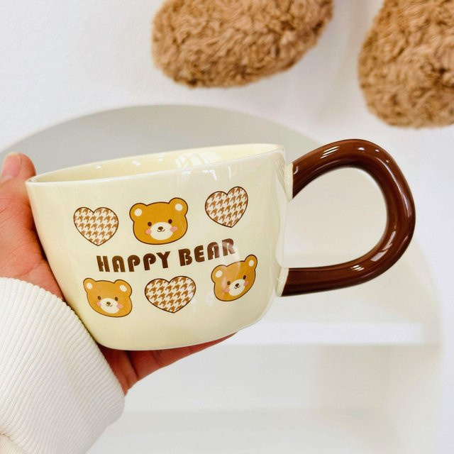 Kreative Keramik-Tasse mit Bär-Motiv und Löffel von Yiran toy 1, braun, 350 ml - Bild 1