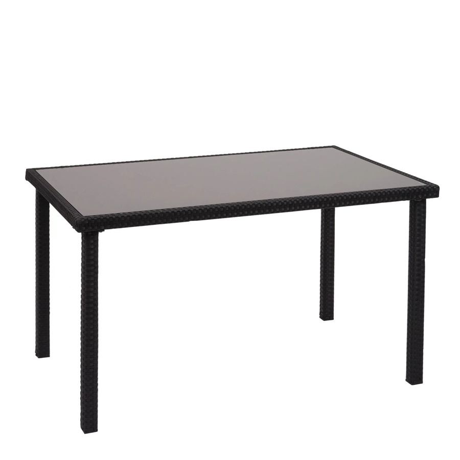 PROREGAL Gartentisch aus Poly-Rattan und Glas in Schwarz, B/T/H: 120 x 71 x 75 cm - Bild 2