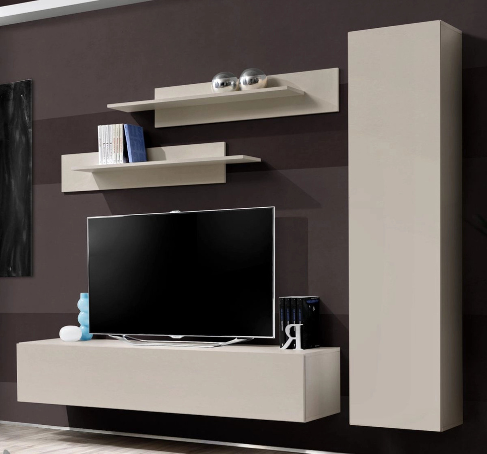 Moderne Wohnwand Inn.Furn in Kaschmir Beige mit Lowboard, Wandregal und Schränken, Breite: 210 cm - Bild 1