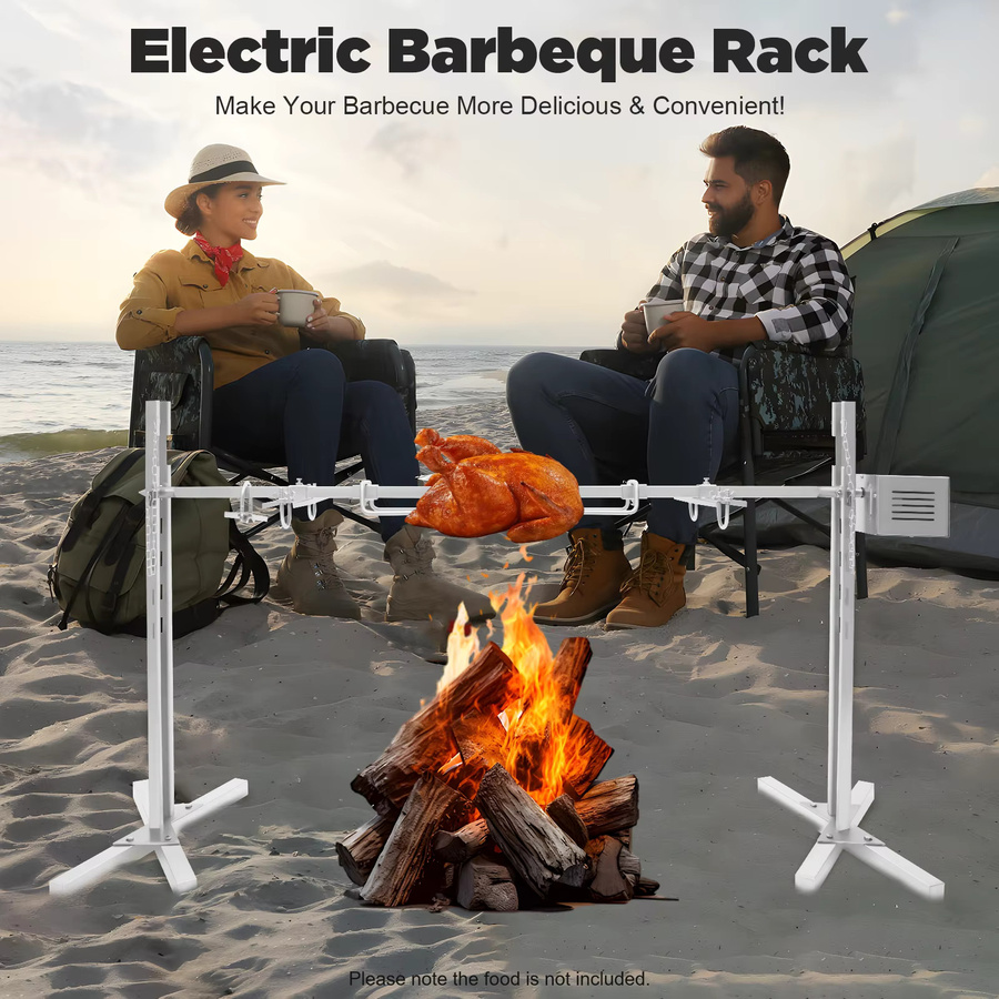 Elektrischer Drehspieß-Grillständer in Silber, höhenverstellbar und automatisch rotierend für Hähnchen, Lamm oder Truthahn, B/T/H: 134 x 75 x 22,3 cm - Bild 2