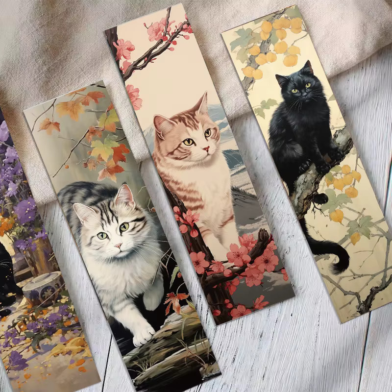 30 Stück Japanische Katze Lesezeichen im Cartoon-Design, bunte Tierdekoration aus Papier für Studenten und Leser - Bild 3