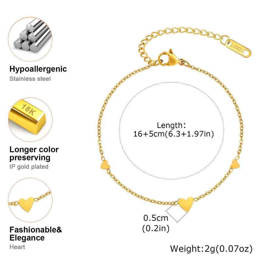 prjewel Herz-Charm-Armband, vergoldetes Edelstahl, Gold, Damen - Bild 3
