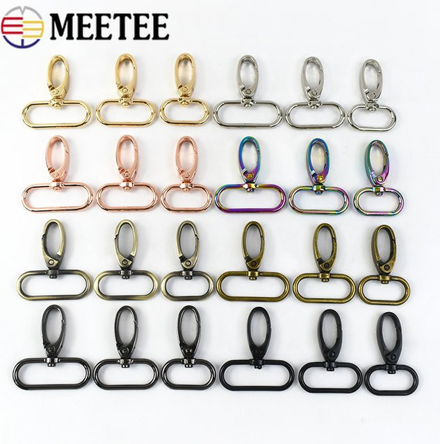 Meetee Drehbarer Karabinerverschluss aus Metall für Riemen und Gurtband in Silber, Gold oder Multicolour - Bild 1