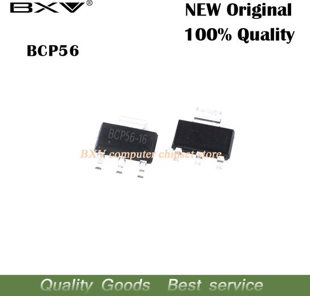 10 Stück BCP56T1G BXV NPN SMD Transistor im SOT-223 Gehäuse, Schwarz - Bild 1