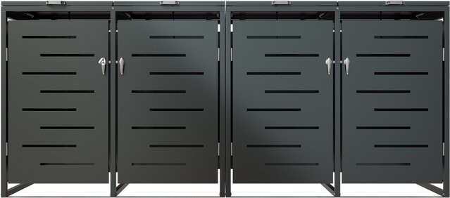 Juskys Mülltonnenbox Arel 4er Set aus Metall in Anthrazit - Bild 1