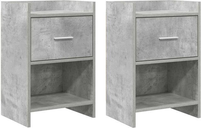vidaXL Nachttische 2er Set Betongrau aus Holzwerkstoff, modern, B/T/H: 40 x 30 x 60 cm - Bild 1