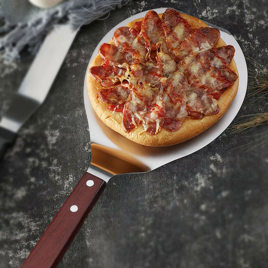 Willstar Pizza Peel Runde Pizzaschaufel aus Edelstahl mit Holzgriff in Silber - Bild 2