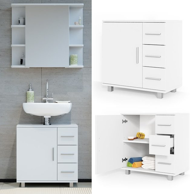 Vicco Waschbeckenunterschrank Ilias in Weiß, B/T: 60 x 61 cm - Bild 1