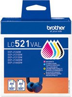 Original Brother LC-521VAL Tintenpatronen Set (Schwarz, Cyan, Magenta, Gelb) für DCP-J1260W - Bild 1