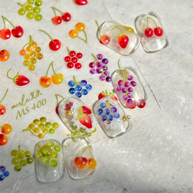 Rhstoe Nail Art Aufkleber, Kirsche, Glänzend, Unisex - Bild 1
