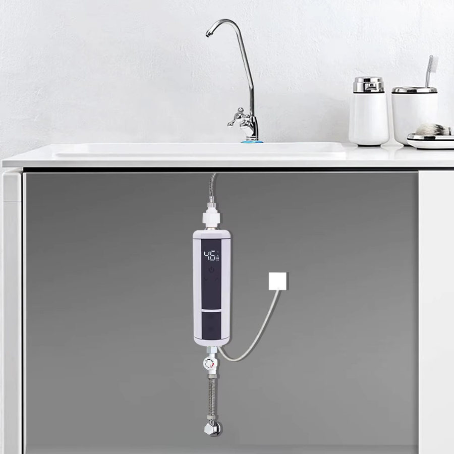 Elektrischer Durchlauferhitzer 3500W mit LED-Anzeige in Weiß für Bad und Küche, 220V Warmwasserbereiter mit G1/2'' Anschluss - Bild 2