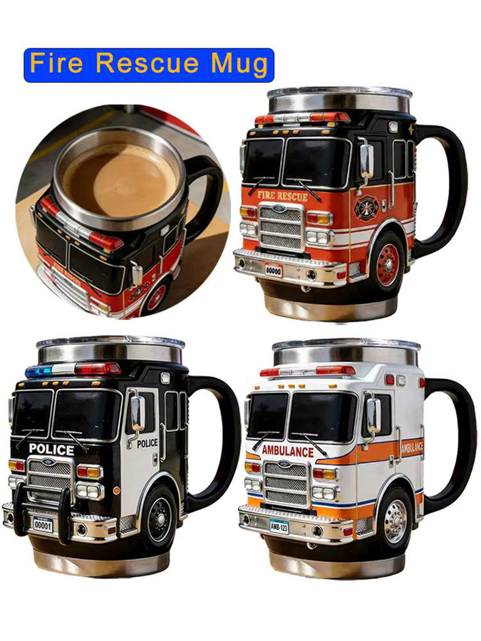 KITPIPI Feuerwehr Kaffeetasse aus Edelstahl mit kreativem LKW-Design - Bild 5