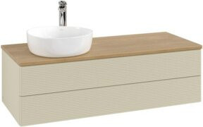 V&B Waschtischunterschrank Antao mit Frontstruktur und Beleuchtung, Farbe Braun, Eiche lackiert, B/T/H: 120 x 50 x 50 cm - Bild 1